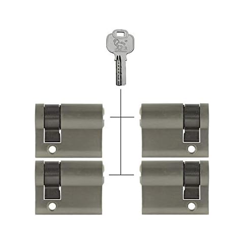 4x Euro Profile Half Cylinders 40mm 30/10, Keyed Alike, With 20 Keys (Locking Nose adjustable to 8 positions) Cover
