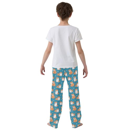 Corgi Sweet Love Boys Long Pants Soft Trousers Elastic Waist Kids Lounge Bottoms with Pockets S-XL3