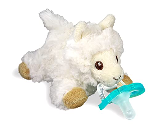 Image of RaZbaby RaZbuddy Stuffed Animal Pacifier Holder for Newborns & Up, Made in The USA, Detachable Orthodontic JollyPop Pacifier, Medical-Grade 100% BPA-Free Silicone, Baby Shower - 0 Months+ (Llama)