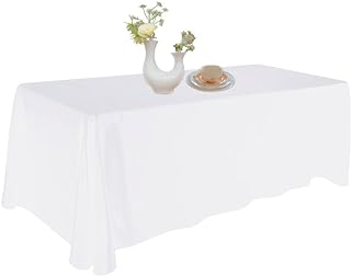 Tablecloth for 6-8ft Rectangle Table that Seats 6-8 Person, White. 70x120in