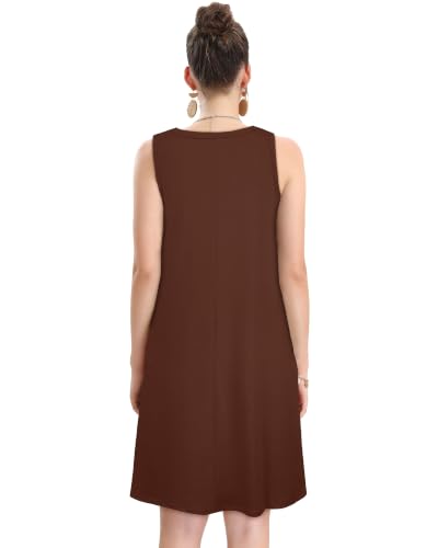Image of elescat Women's Summer Dresses Casual Sleeveless Loose Sundress with Pocket