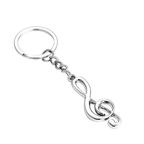 Preisvergleich Produktbild BIGBOBA 1 × Musik Symbol Schlüsselanhänger Persönlichkeit Legierung Anhänger Anhänger Für Rucksack Münze Tasche Auto Keychain Perfekte Urlaub GeschenkSilber