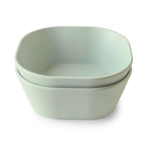 Image of mushie Square Dinnerware Bowls for Kids | Made in Denmark, Set of 2 (Sage)