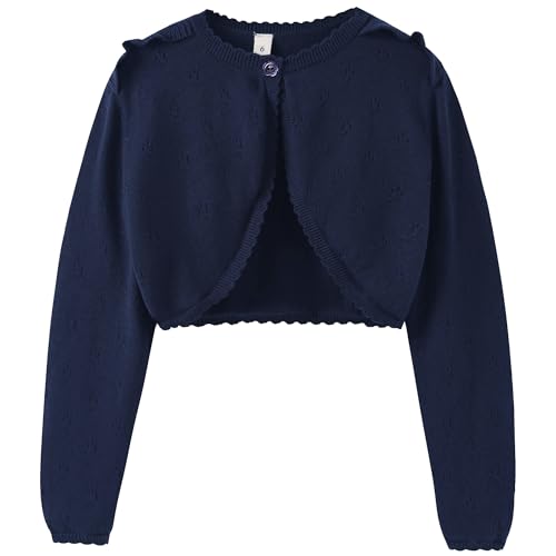 Girls Long Sleeve Cardigan Kids Button Closure Knitted Shrug Girls Sweaters Tops