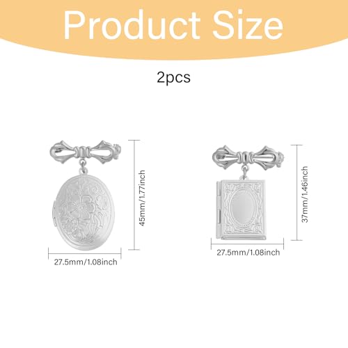 Image of CHGCRAFT Locket Brooch Bridal Bouquet Charm Flower Brooch Pin Brass Pins Set Memory Charm Coat Shirt Suit Collar Accessories for Backpack Clothing Badges