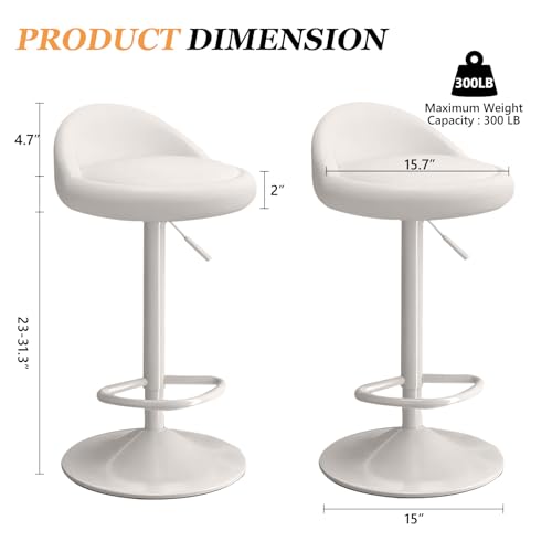 Image of JPBSTO Bar Stools Set of 4, Modern Swivel Barstools with Low Back, Upholstered Adjustable Bar Chairs,PU Leather Barstools Counter Height for Home Bar