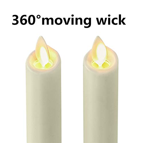 2PCS Flameless 8" Ivory Battery Operated Taper Candles with Flickering Wick - Flameless Candle with Timer and Remote - Thumbnail 6