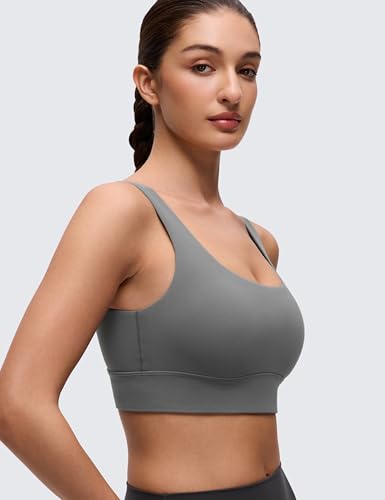 Image of CRZ YOGA Butterluxe U Back Sports Bras | Light Support, Removable Pads, Yoga, Extremely Soft, Longline, Scoop Neck, Wide Straps, for Women
