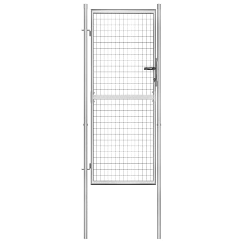Willood Gartentor Gartentür Zauntor Gartenpforte Zauntür Hoftor Gartenzaun Pforte Metalltor Einzeltor Hoftür Tor Verzinkter Stahl 105x250 cm Silbern