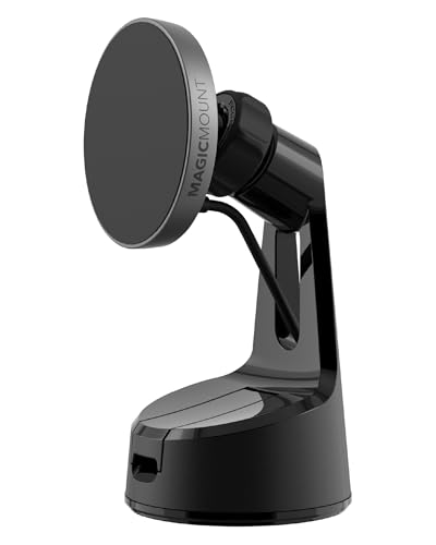 Image of Scosche MagicMount Charge Pro Qi2 Fast Wireless Charging MagSafe Car Mount Charger, 15W Magnetic Cell Phone Holder for Car Dashboard /Windshield Compatible with iPhone 16 /15 /14 /13 /12 Pro Max Plus, S25