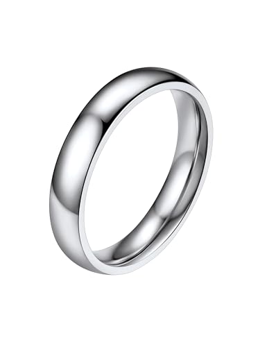 Image of PROSTEEL Men's Rings, 4MM Width Stainless Steel Thumb Band Ring Silver Size Q - Send Gift Box