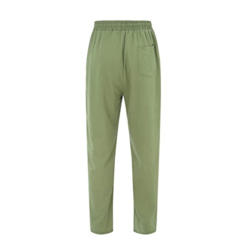 Men's Elastic Waist Casual Pants Breathable Loose Fit Solid Color Comfort Trousers for Everyday4