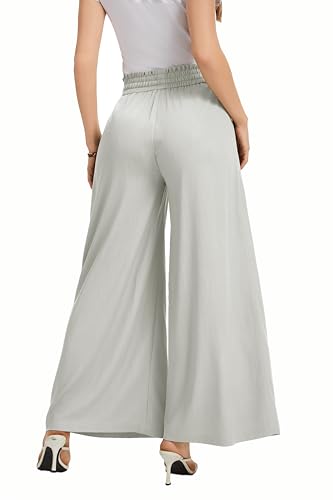 Image of KICZOY Women Flowy Pants Drawstring Waist Wide Leg Palazzo Beach Pants Loose Fit with Pockets