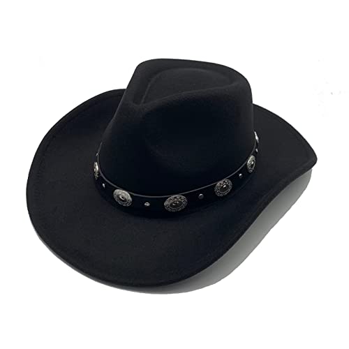 Willheoy Chapeau de Cowboy Femme Chapeau Western Homme Jazz Noir Déguisement Halloween Cosplay Carnaval