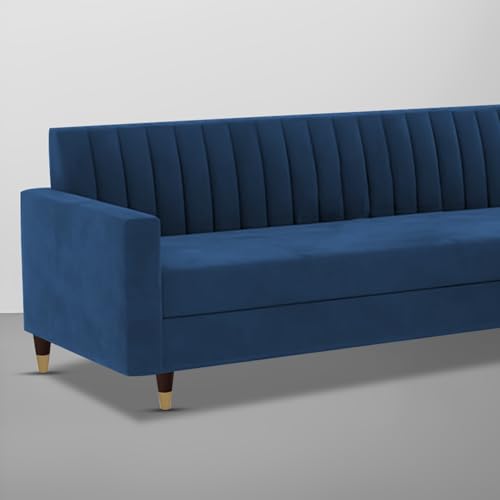 Image of Casaliving Garcia 3 Seater Sofa Set for Living Room (Blue Colour Fabric) Premium Fabric Sofa