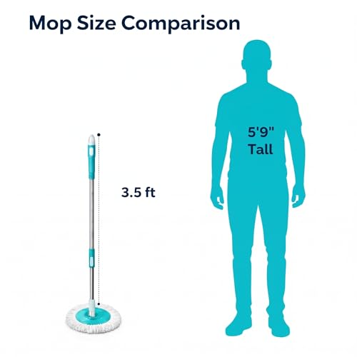 Image of Valora Global Stainless Steel Mop Stick Rod - 360 Extendable Spin Mop Handle, Heavy Duty Foldable Cleaning Pole for Floor - Cleaning Mop for Home (Pocha) (Cyan Blue)