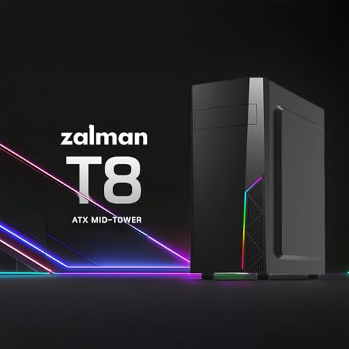 Zalman T8 Mid-Tower ATX PC Case – Spectrum RGB Lighting Strip with Control Button, 5.25” ODD Support, USB 3.0, Preinstalled 120mm Rear Fan - Thumbnail 4
