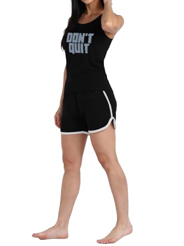 Image of Women's Sleeveless Cotton Workout Outfits High Waist Running Shorts, Gym, Yoga Sports Printed Tank Top & Shorts Sets L251