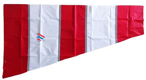 K T I® Windsock Indicator for Wind Direction 6 Feet Double Fabric Durable Waterproof Wind Direction Cloth with 5 Reflective Tapes for visibility in night, Red & White (Pack of 1)