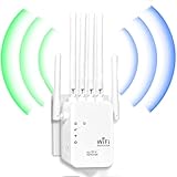 Répéteur WiFi Puissant avec 6 antennes externes, amplificateur de Signal WiFi, Couvertur...