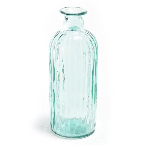 Jarrón con forma de botella de cristal rayado para decoración del hogar (28 cm)