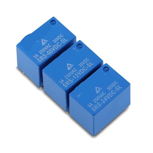Relais à temps réel DC 5V 12V 24V SRS 6 broches pour circuits imprimés, lot de 5 pièces