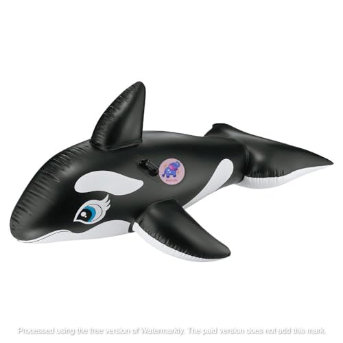 Image of Ride-On Air Inflatable Swimming Pool Float with Handles| Children Safety Rider Tube for Water Play |Floater Raft Lounger Mattress for Kids & Adults| Summer Fun (Age 3+) (Black Whale)