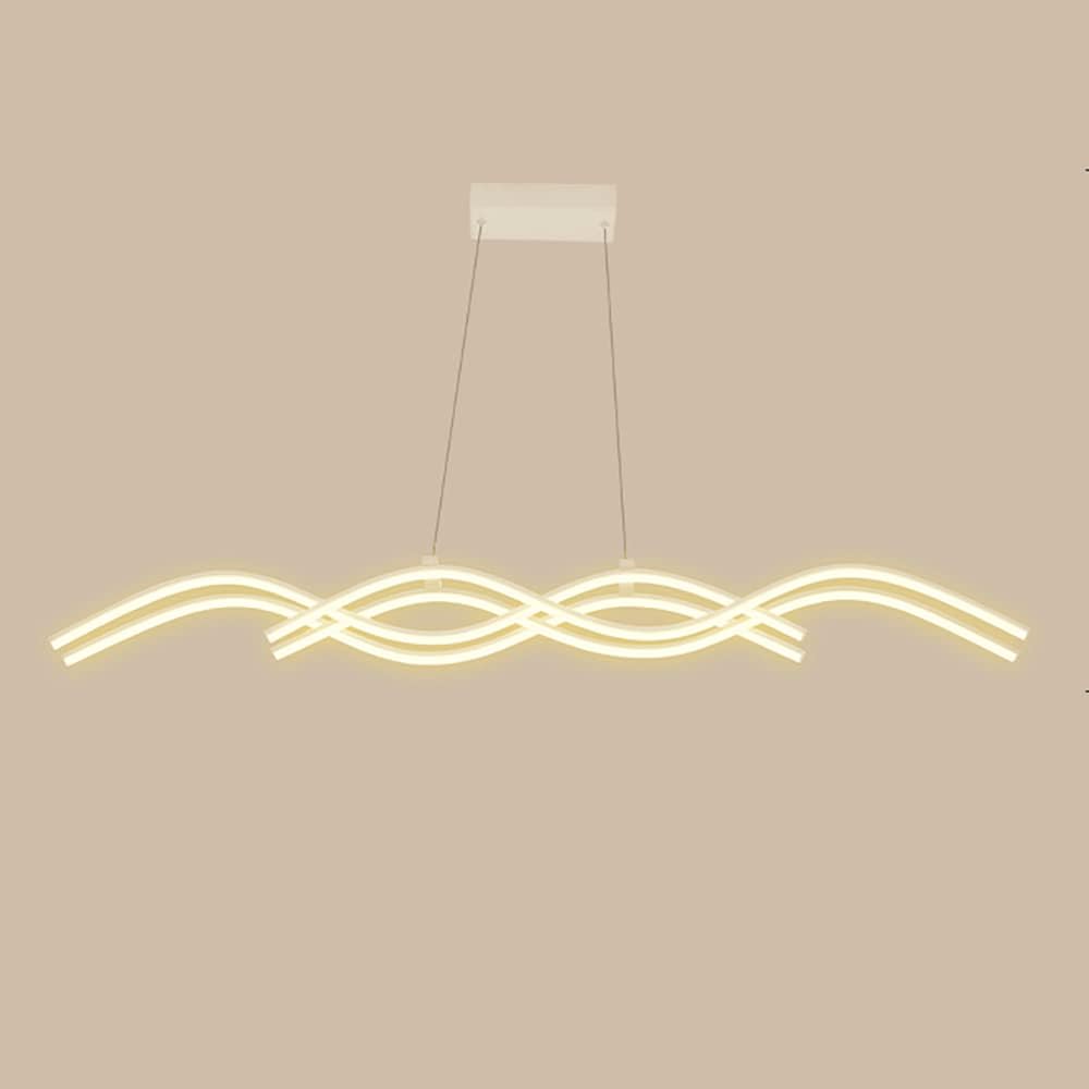 47.2" Linear Pendant Light, Twisted Metal Bar Hanging Lights with Acrylic Shade, Modern 64W LED Suspension Lamp, Nordic Minimalist Chandeliers for Dining Room, Kitchen Island