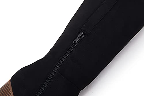 SERAIH Womens Over The Knee Thigh High Boots Faux Suede Pointed Toe Side Zipper Chunky Block Heel Stretch Boots3