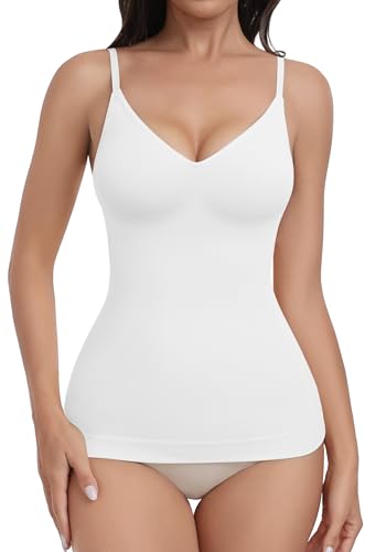Image of EUYZOU Womens Tummy Control Shapewear Tank Tops Seamless V-Neck Compression Tank Tops Body Shaper Camisole