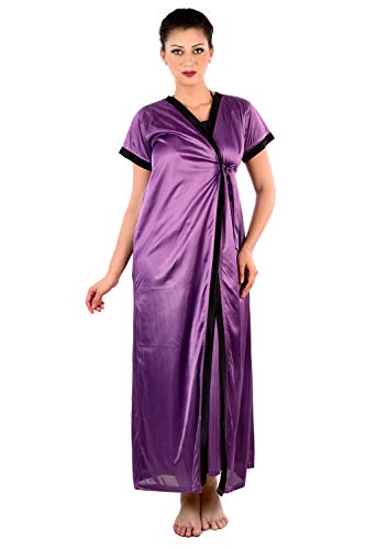 Image of Women's Nightwear Nightdress Nighty,Robe with Top & Shots Set (4pc Set of Robe, Nighty, Top & Shorts)