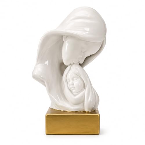 Image of eCraftIndia Mother and Child Decorative Statue for Home Decor | White & Gold Family Showpiece | Modern Abstract Sculpture for Living Room, Bedroom, Office Table & Gifting