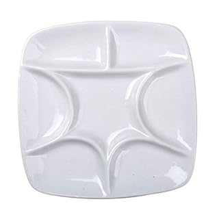 MEEDEN 7-Well Square White Ceramic Artist Paint Palette for Watercolor Gouache Acrylic Oil Painting, 5-4/5-Inch