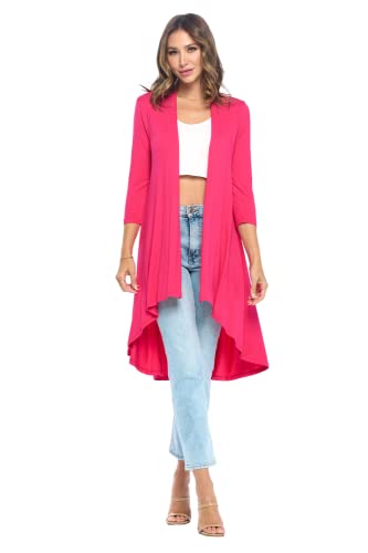 Image of Women's 3 /4 Sleeve Soft Open Front Casual Flowy Long Viscose Made from Bamboo Cardigan