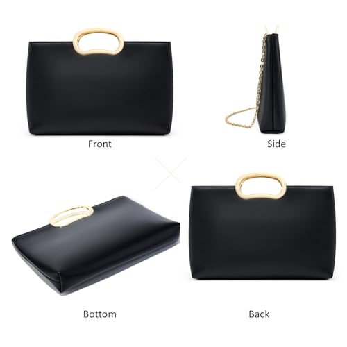 Image of DETARA Clutch Purses for Women Cut Out Handle Clutch PU Leather Evening Bag Elegant Purse for Women Formal Wedding Party