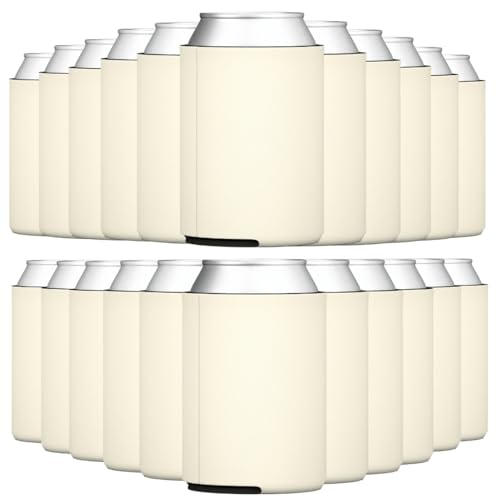 TahoeBay Blank Beer Can Cooler Sleeves (25-Pack) Bulk Sublimation Blanks for Vinyl Plain Collapsible Foam Can Sleeves Coolers for Soda Cans & Bottles Black White Assorted Solid Color (Light Champagne)