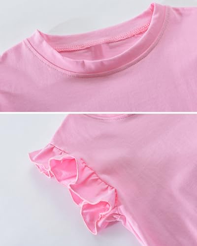 3rd Birthday Outfits for Girls 3 Birthday Shirts Ruffle Sleeve Dinosaur Butterfly Mermaid Tee Tops4