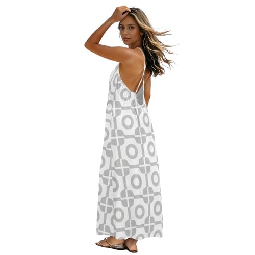 huarong Vestido de mujer con tirantes delgados y espalda descubierta, cómodo, suave, holgado, perfecto para múltiples escenas, color gris retro, Adorno retro gris, XL