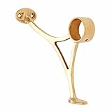Renovators Supply Manufacturing Bar Foot Rail Bracket Brackets 7-1/8 in. Polished Brass Stair Railing Brackets
