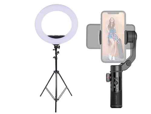 Image of TechKing SXR 3-Axis Handheld Smartphone Gimbal Foldable Pocket Size Stabilizer VLOG Video GimbalRing Lamp RGB Fill Light Small Bracket for Mobile Phone Live Streaming Video