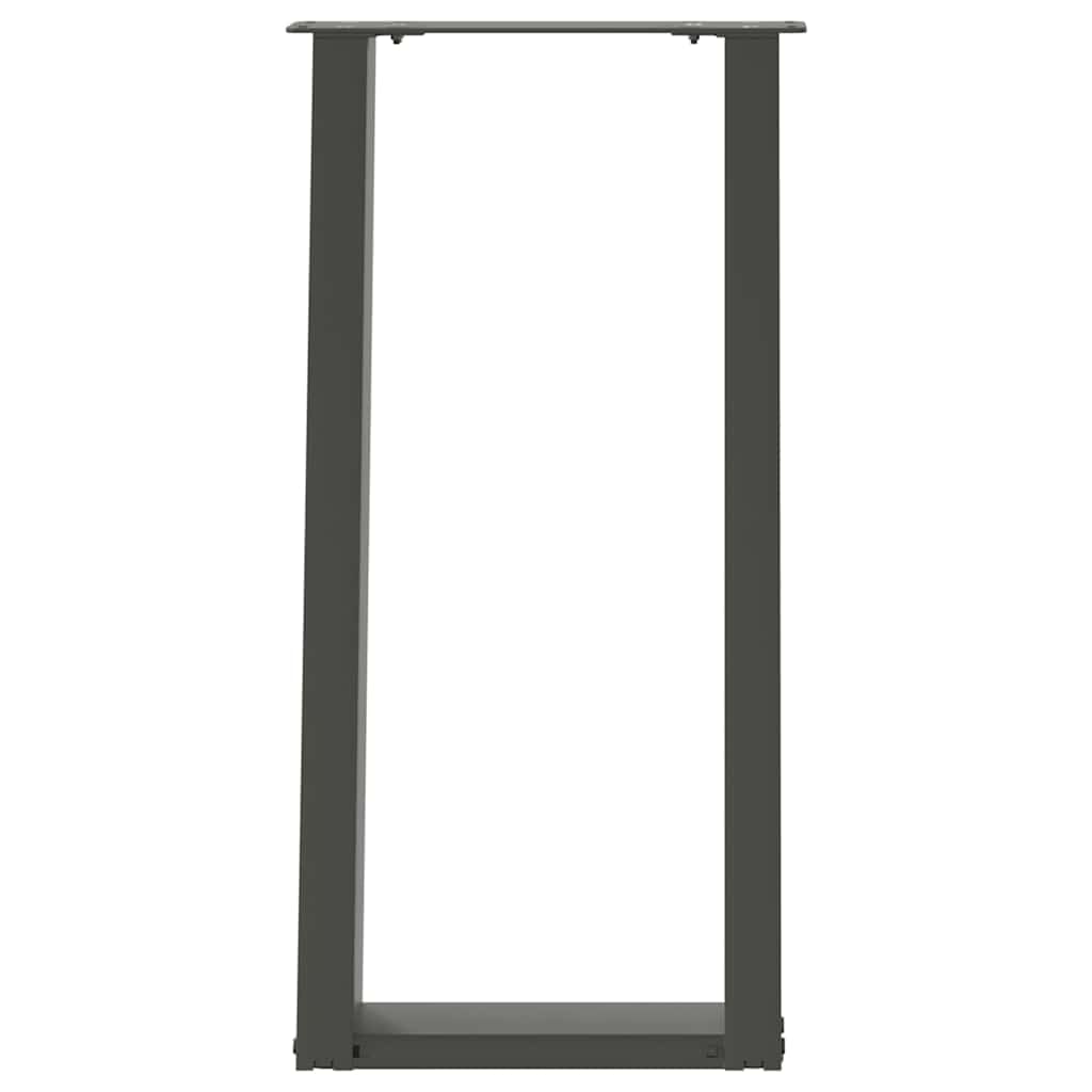 Nogi stołu konsolowego w kształcie litery U 2 szt. antracyt 28 x (72-73) cm stal, malowane proszkowo metalowe nogi stołu z regulowanymi nóżkami poziomującymi, stabilna konstrukcja pochylona 80