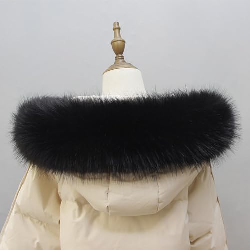 Faux Fur Trim for Hood Replacement, Winter Warmer Neck Warmer Wrap Scarf Detachable Collar for Coat Jacket Parka2