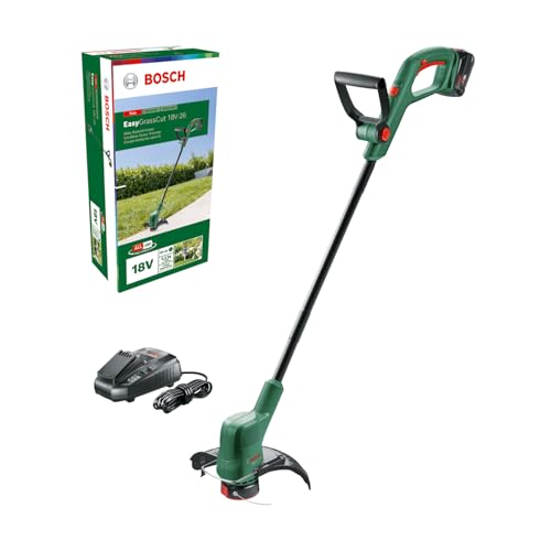 Bosch 18V Cordless Lawn Grass Line Trimmer Whipper Snipper with 1 x 2.5ah Battery & Fast Charger, 26cm (EasyGrassCut 18)
