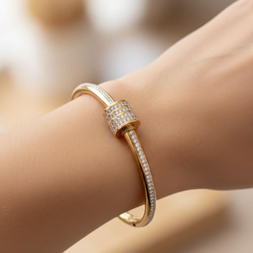 Image of Bracelet for women Bangles for women Anti Tarnish Stylish Adjustable Bracelet for girls gold Kada for Women Accessories Anti Tarnish Jewellery Stainless Steel Cuff Bracelet gifts