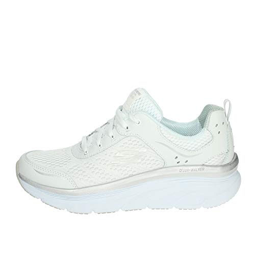 Skechers D'lux Walker Infinite Motion, Scarpe Da Ginnastica Donna, Bianca White Silver, 38 EU