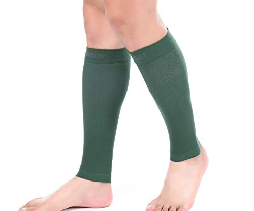 Image of Premium Calf Compression Sleeve 1 Pair 20-30mmHg Strong Calf Support Fashionable COLORS Graduated Pressure for Sports Running Recovery Shin Splints Varicose Veins Doc Miller (Dark Green, Small)