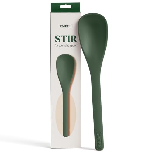 Image of Ember Cookware Silicone Stir Spatula 27 cm | 230C Heat Resistant | Platinum Grade Silicone Stirring Spoon | Heat Resistant Spatula for Cooking & Serving | Non Scratch Seamless Unibody Design | Green