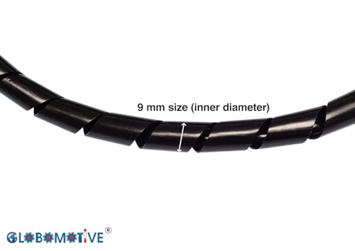 Image of GLOBOMOTIVE PE Spiral Cable Sleeve- Spiral Zip Wrap, Hider & Concealer for Desktop PC, TV, Office, Home Theater, Cable Management, Cord Organizer, Wire Cover | 25 Meter, Black (9 mm)