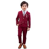LOLANTA Trajes para Niños Boys Suit 2PCs Red Tuxedo Jacket Suit Formal Wedding Outfits (red 5-6 Years)