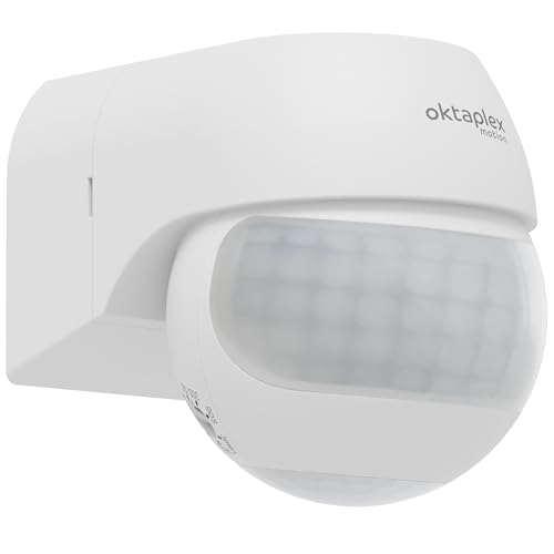 Oktaplex Anja Bewegungsmelder mit Zwei Sensoren Außen schwenkbar IP44 PIR-Sensor 12m Reichweite 180 Grad Motion Sensor Innen weiß Oktaplex Anja Bewegungsmelder mit Zwei Sensoren Außen schwenkbar IP44 PIR-Sensor 12m Reichweite 180 Grad Motion Sensor Innen weiß